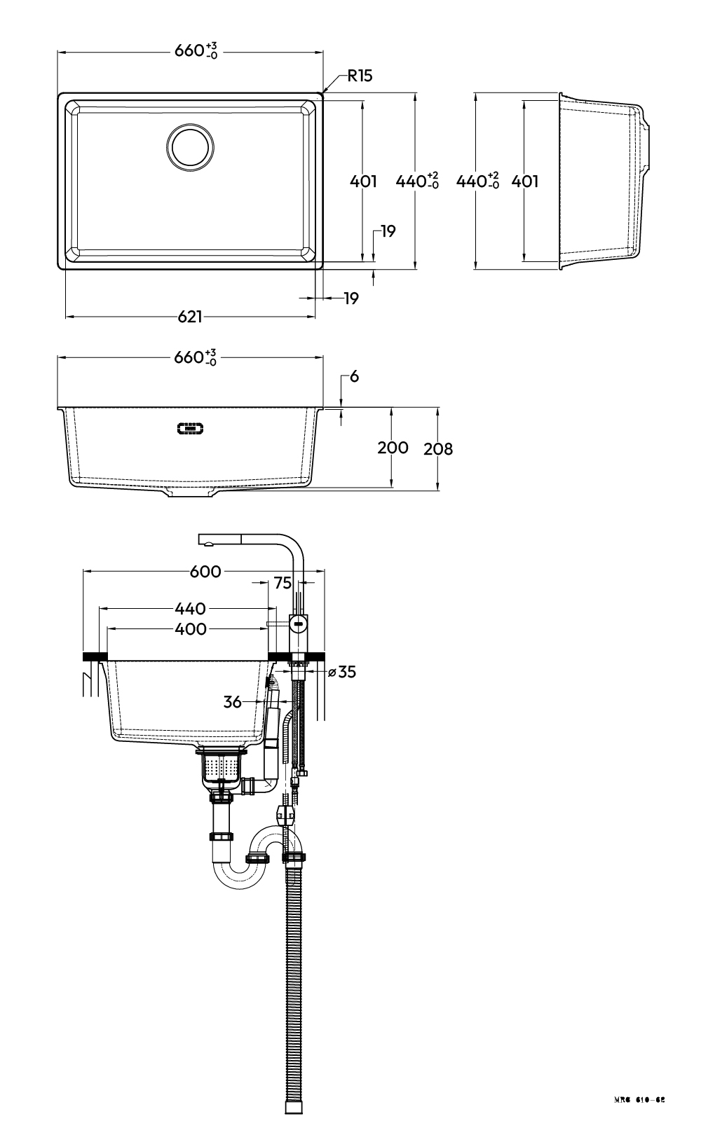FRANKE 花崗岩廚房水槽 MRG 610-62